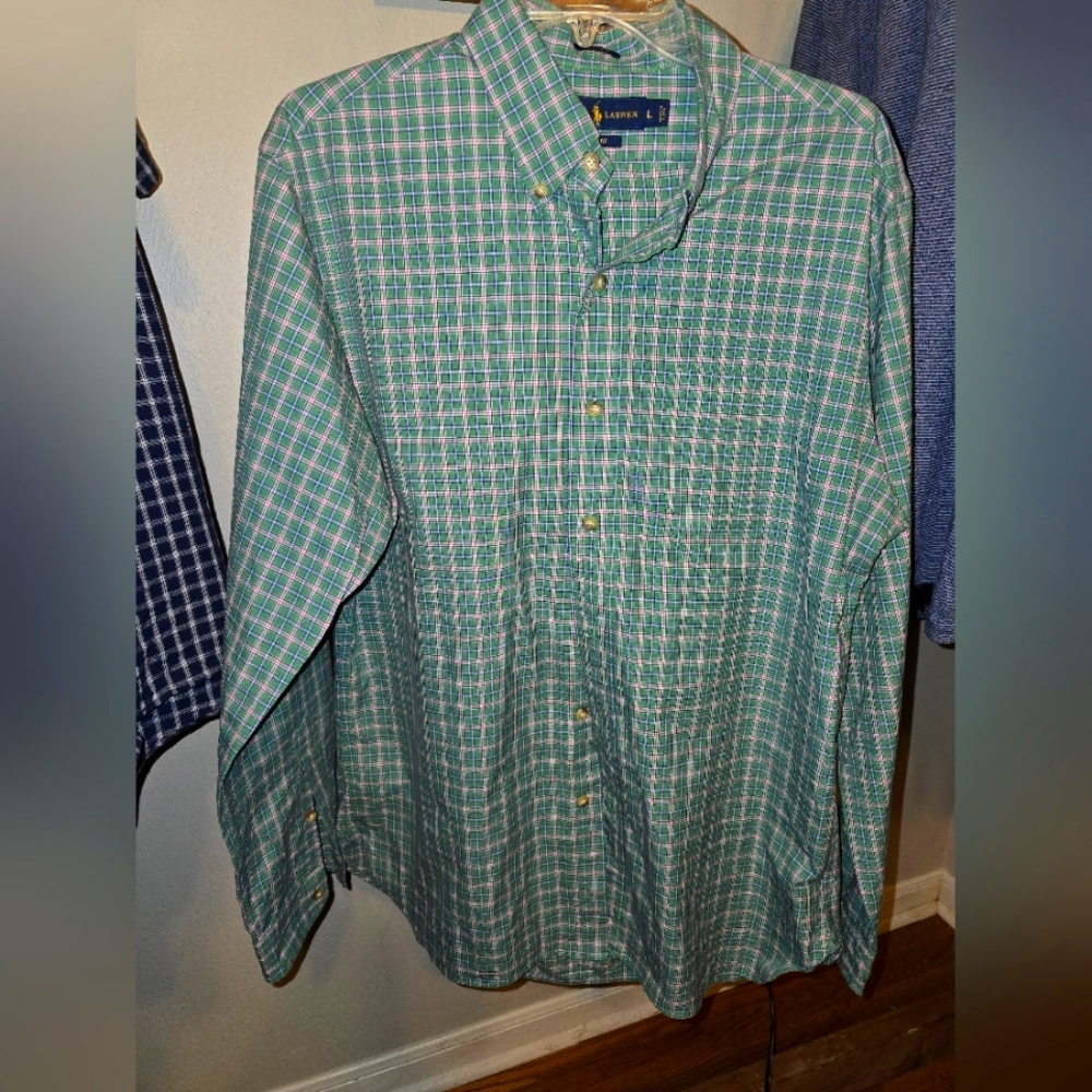 Mens‎ Ralph Lauren Button Up Dress Shirt Lg